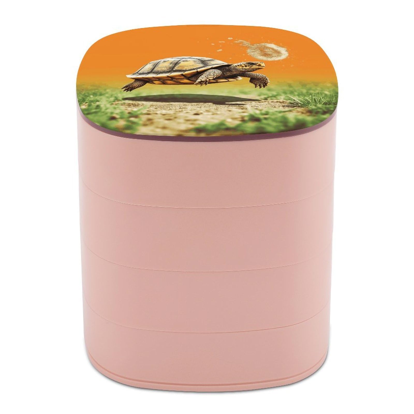 JTREHY Tortoise Turtle Jumping Jewelry Box 4-Layer Covered Rotating Jewelry Storage Box Large Capacity Storage Boxes Portable Jewelry Case for Bracelets Earrings Necklace
