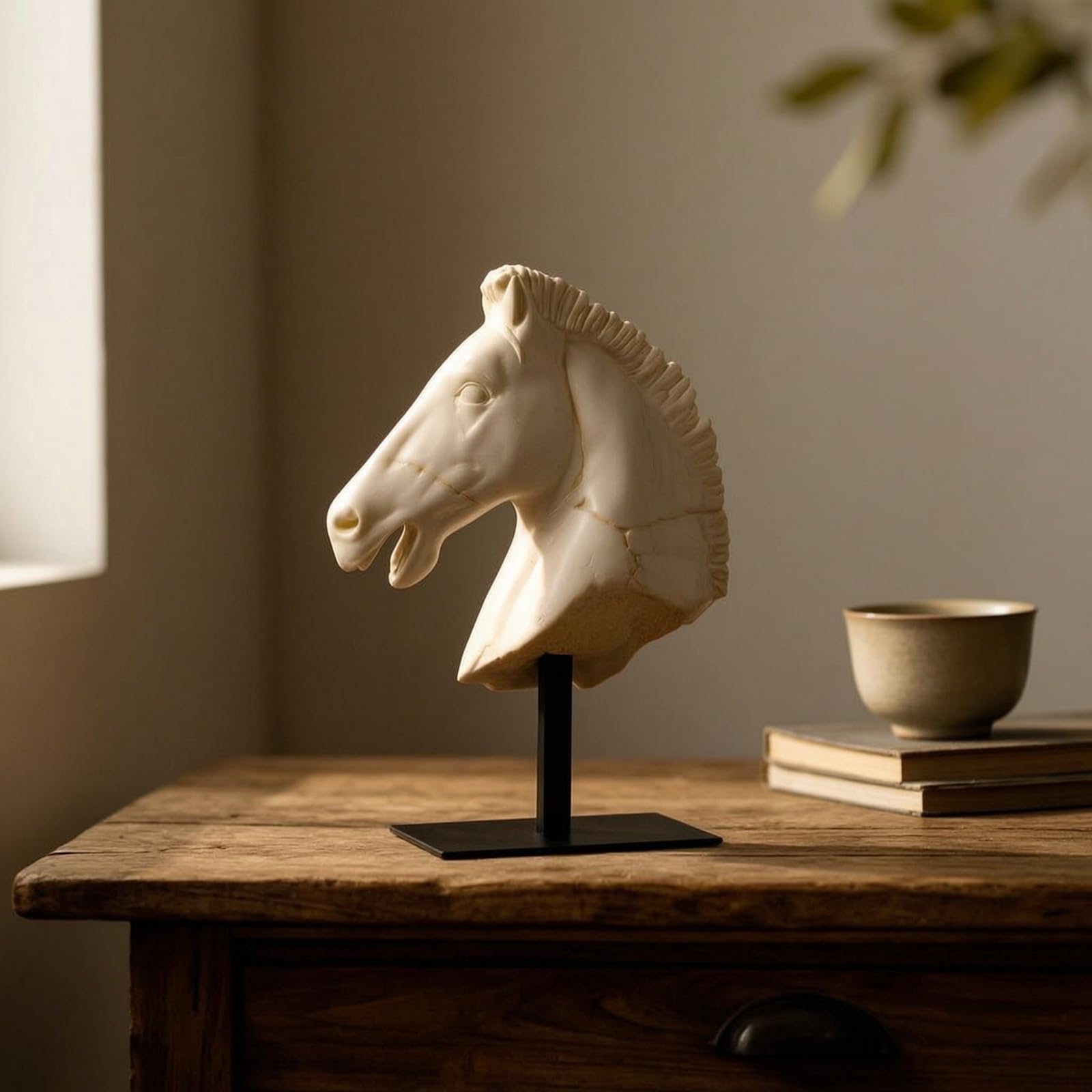 Escultura Caballo con Soporte Elegante Figura Ecuestre Rústico coración para Recibidor