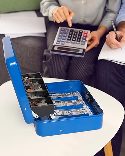 Vista 24 de Caja de efectivo grande con cerradura de combinación, caja de dinero de metal para efectivo, caja de bloqueo Lovndi con bandeja de dinero, caja