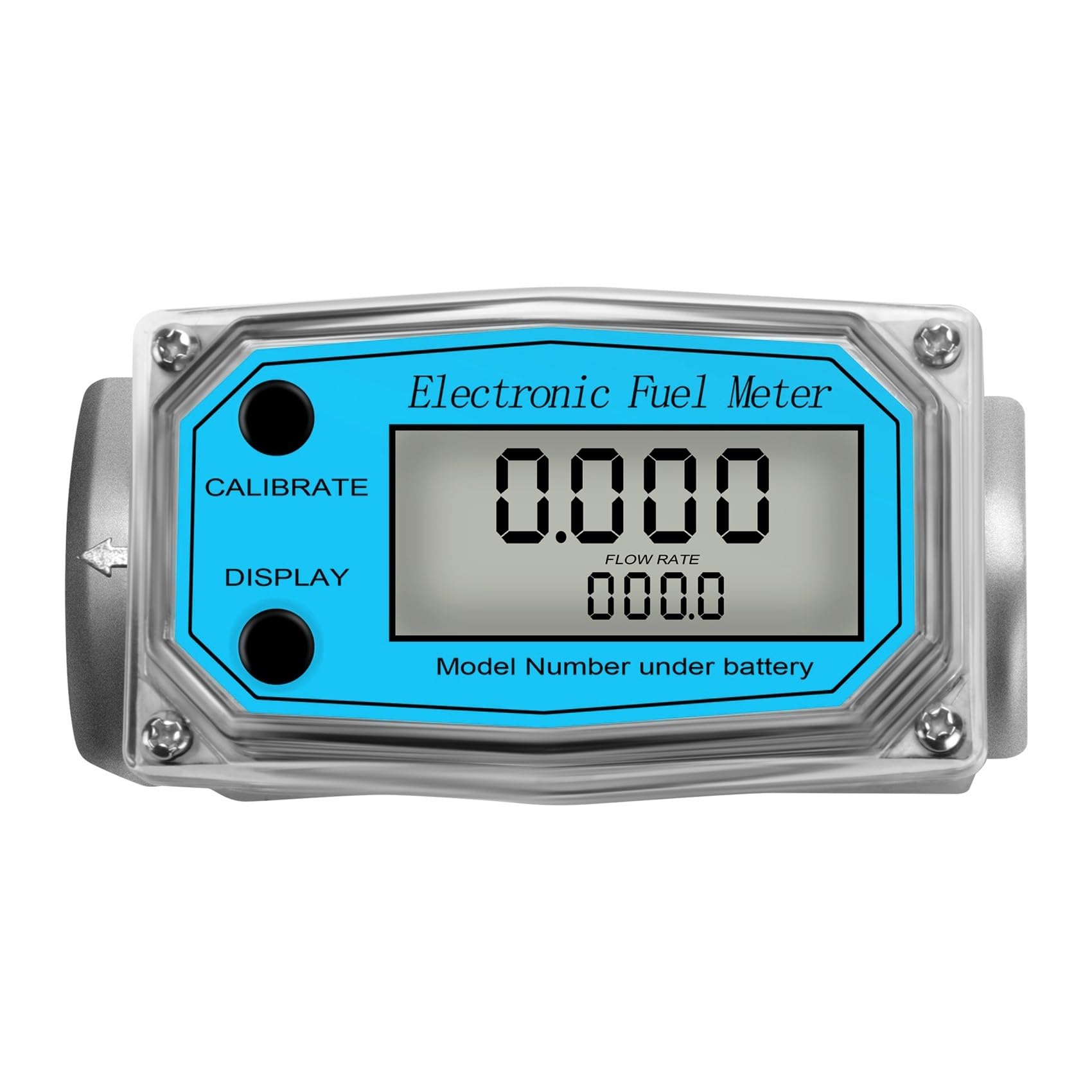 MKHJKIOII Aluminum Alloy Digital Flow Meter, LCD Electronic Fuel Flowmeter, NPT Counter Petrol Methanol Water(Blue Flow Meter)