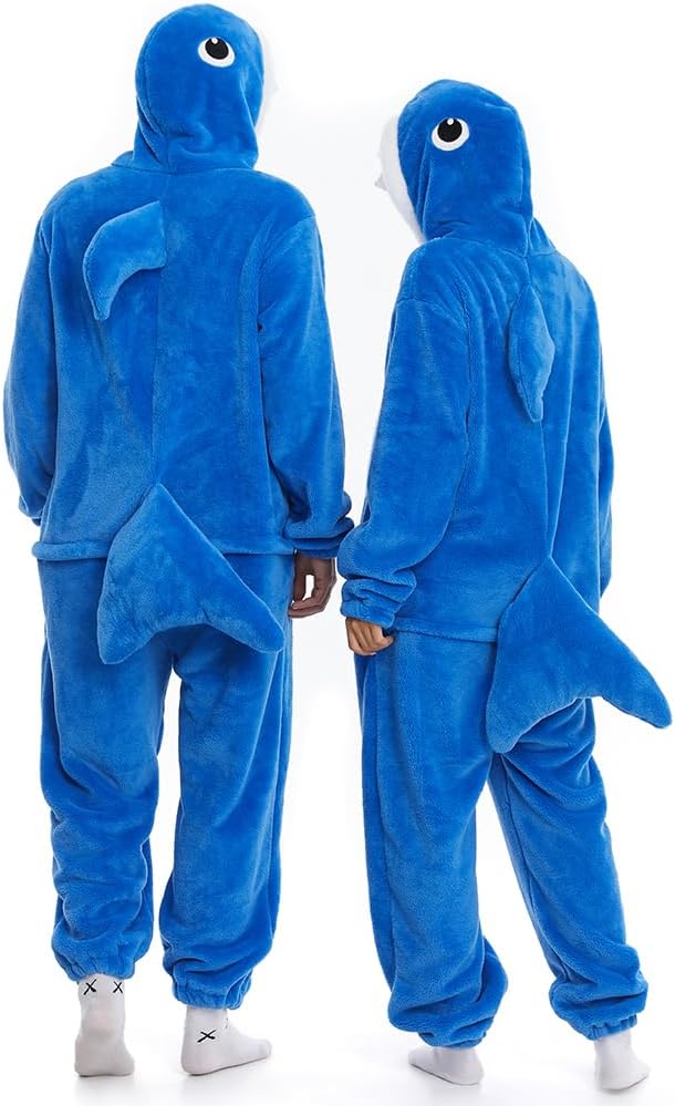 HSCTEK Adult Luxury Double-sided Flannel Shark Onesies with Hoodie(One set for single one) - Image 6