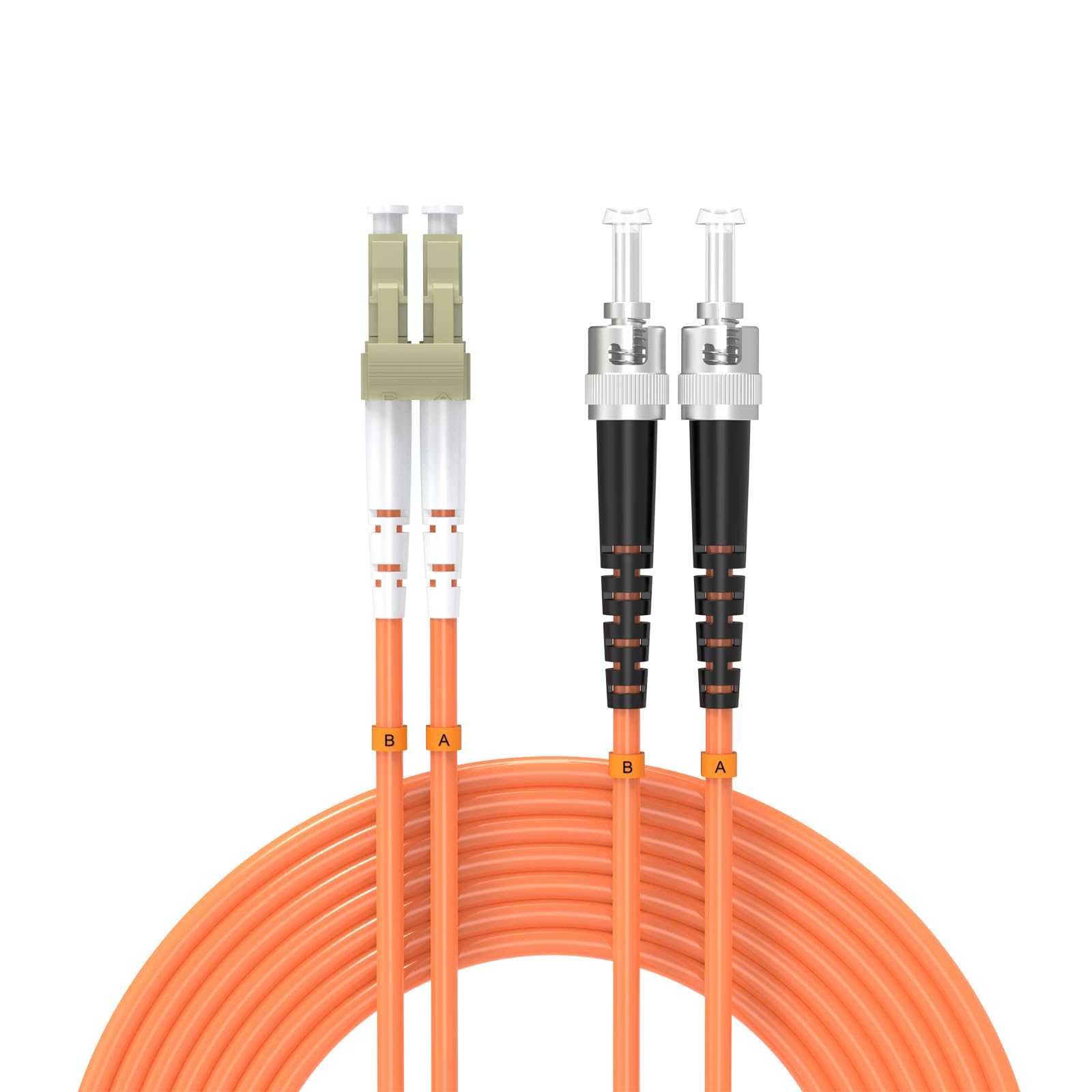 2Meters 7ft LC/UPC-ST/UPC Multi-Mode Fiber Optic Cable LC to ST OM1 Jumper Optical Patch Cord Duplex 62.5/125um Orange LC-ST