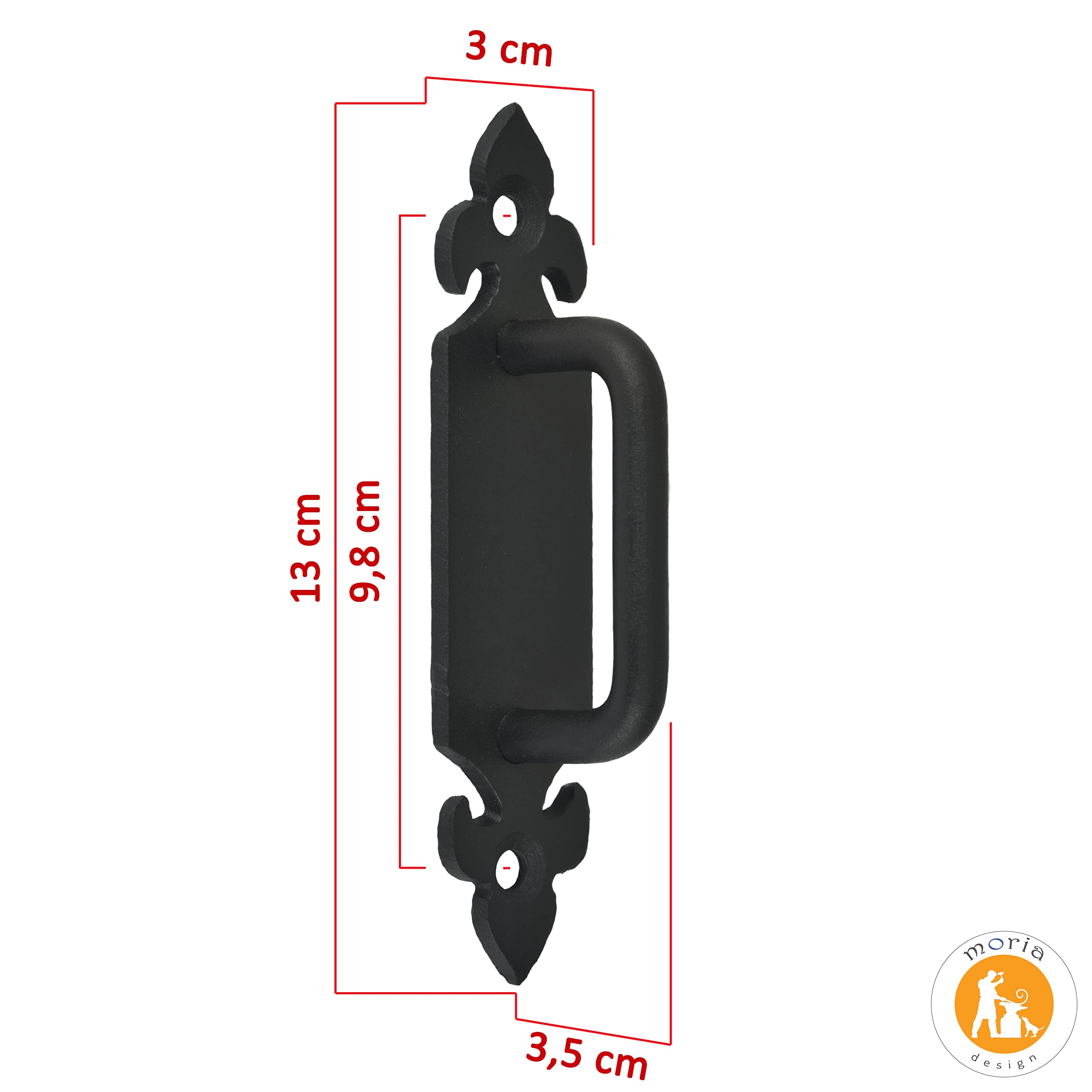 Maniglia Decorativa MORIA DESIGN R-02 14 Cm – Stile Forgiatura Retrò Per Mobili, Cassetti E Architettura Giardino – Verniciata A Polvere Bianco - 2