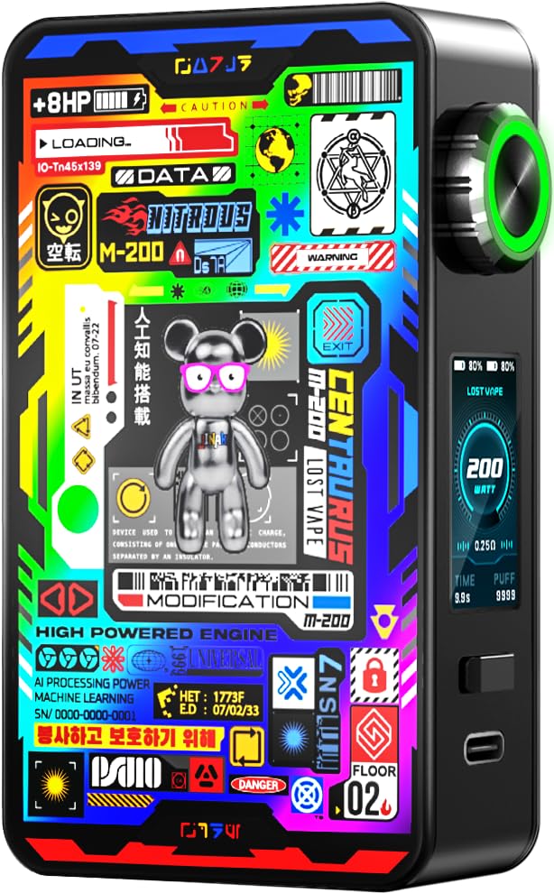 TVDC Lost Vape Centaurus M200 Box Mod | [2 x 18650 Battery Required - Not  Included] | 200W Max Output | USB Type-C Charging, Interchangeable Panels