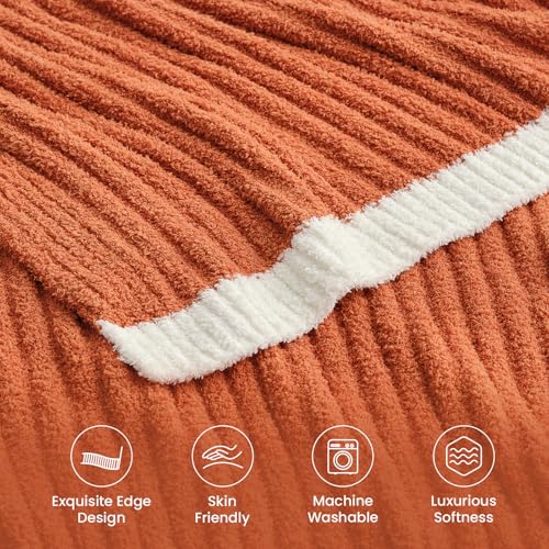 Snuggle Sac Ribbed Burnt Orange Fall Throw Blanket for Couch, Fuzzy Microfiber Knit Blankets for Couch, Sofa, Travel, Burnt Orange, 50x60 inches - Image 4