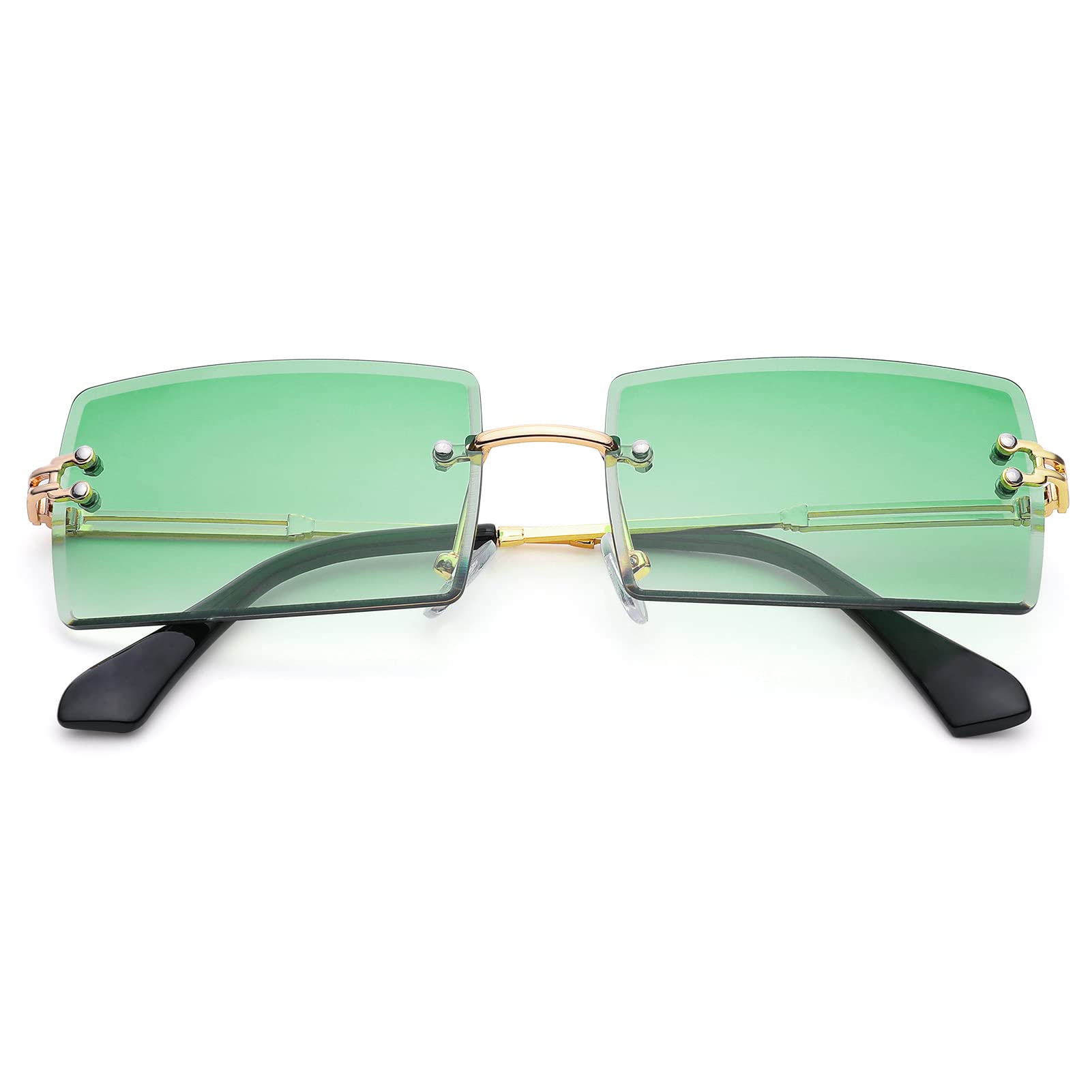 Rectangle Sunglasses for Men/Women Small Rimless Square Shade Eyewear