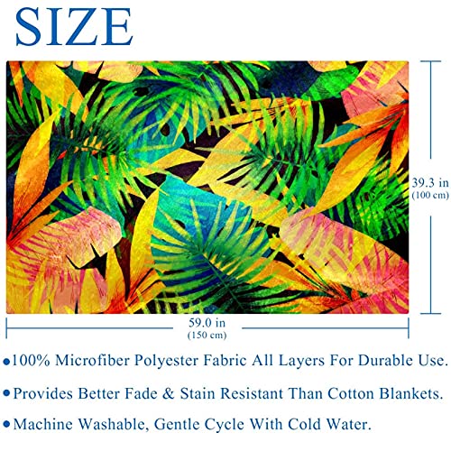 Couverture douce plaid feuilles tropicales lit canapé camping 150x100