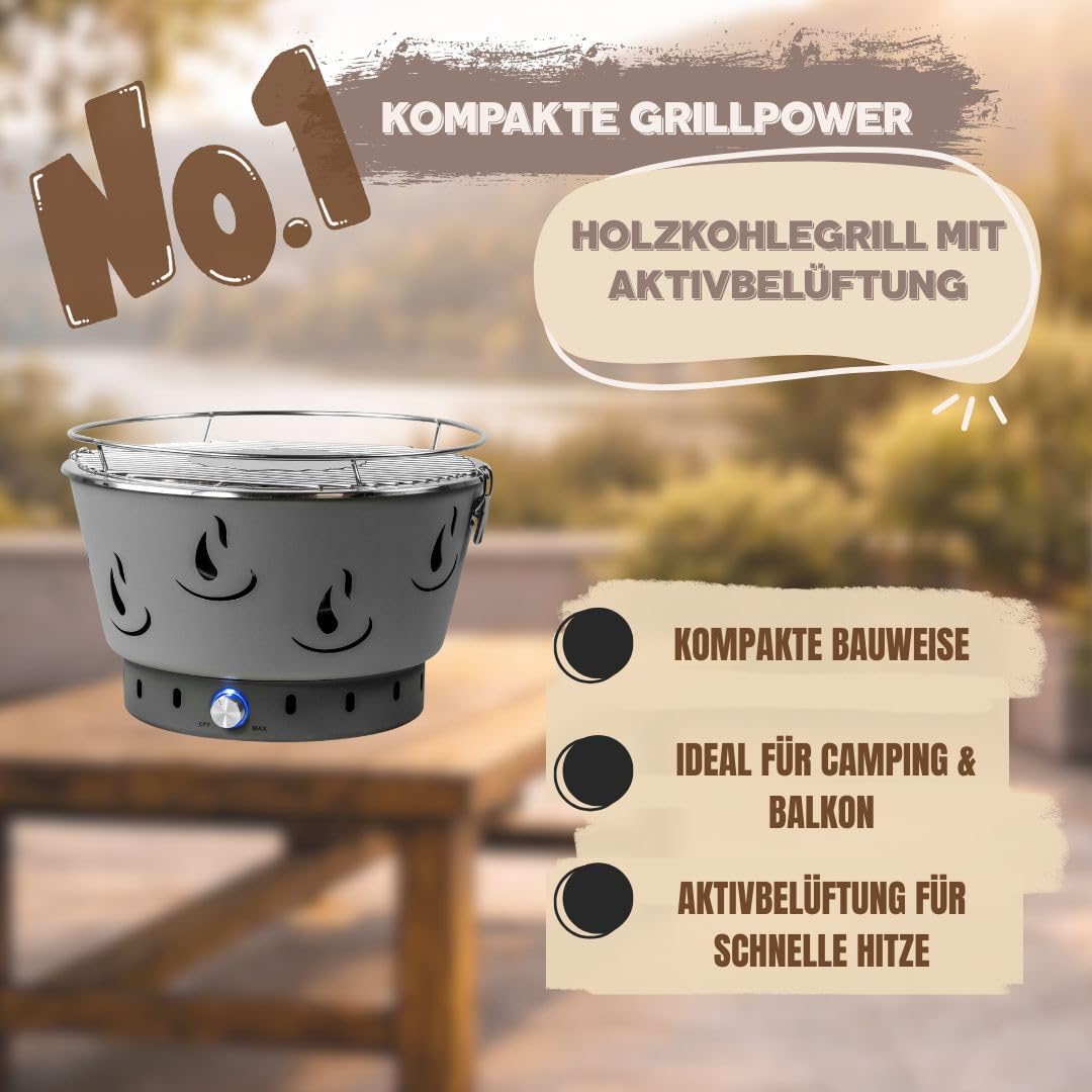 ACTIVA Camping Grill Airbroil I Premium Mini Grill mobil & kompakt I Leistungsstarker & stilvoller Holzkohlegrill für ein gelungenes Barbecue inkl. Tasche