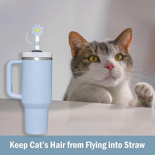 Miniatura 5 de Greant 8 fundas de paja de silicona con diseño de flores, a prueba de polvo, compatible con Stanley, tapa de paja de 0.4 pulgadas, compatible con