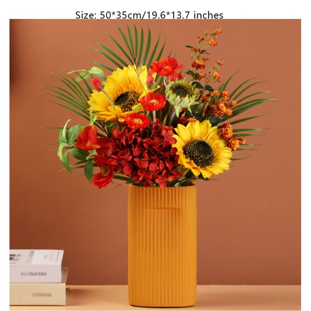 Künstliche Blumen Sonnenblume künstliche Blume mit keramischer Vase for Heim-Blumen-Anordnung Dekor Hochzeits-Party-Seidentuch gefälschte Blumen-Set Künstliche Blumen wie Echt (Color : B)
