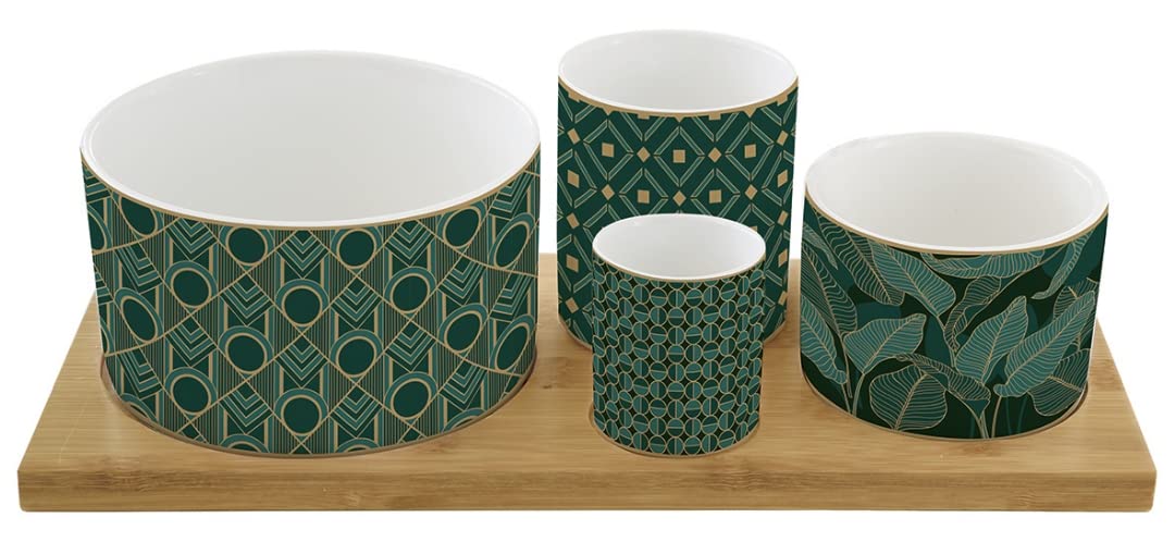 Set Aperitif 4 COUPELLES en Porcelaine sur Plateau Bambou Charleston