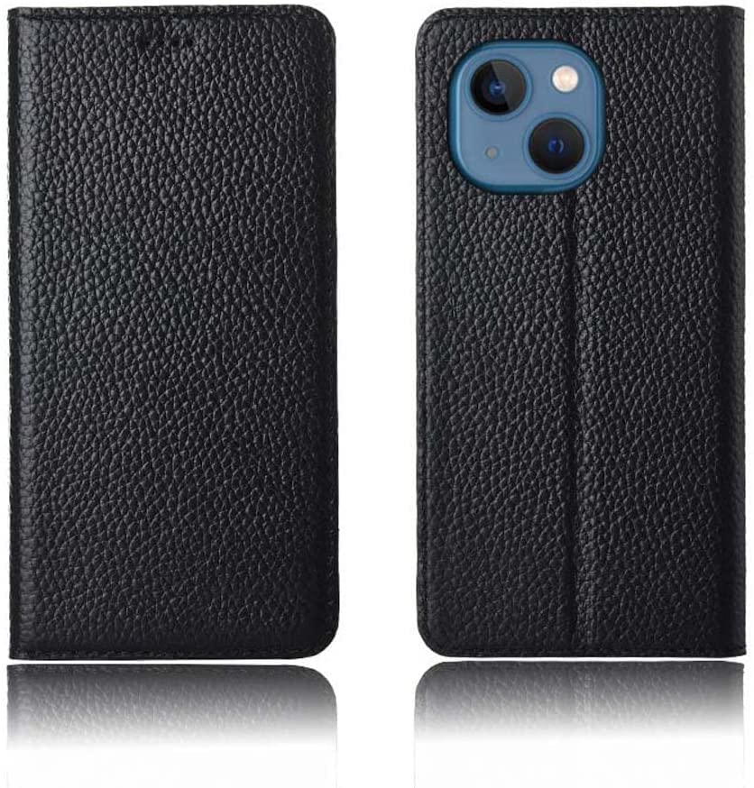 Housse de téléphone à rabat en cuir pour iPhone 13 étui portefeuille noir