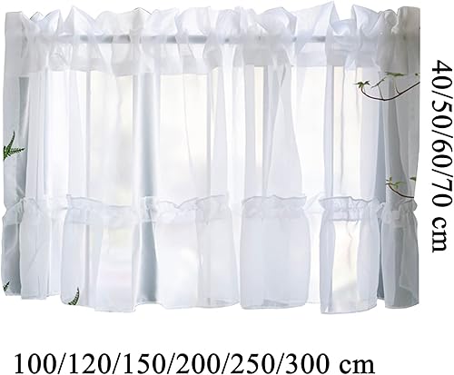 Miniatura 5 de Cortina de gasa para cocina, cortinas cortas estilo rústico para ventanas pequeñas, cocina, dormitorio, sala de estar, cortinas románticas blancas