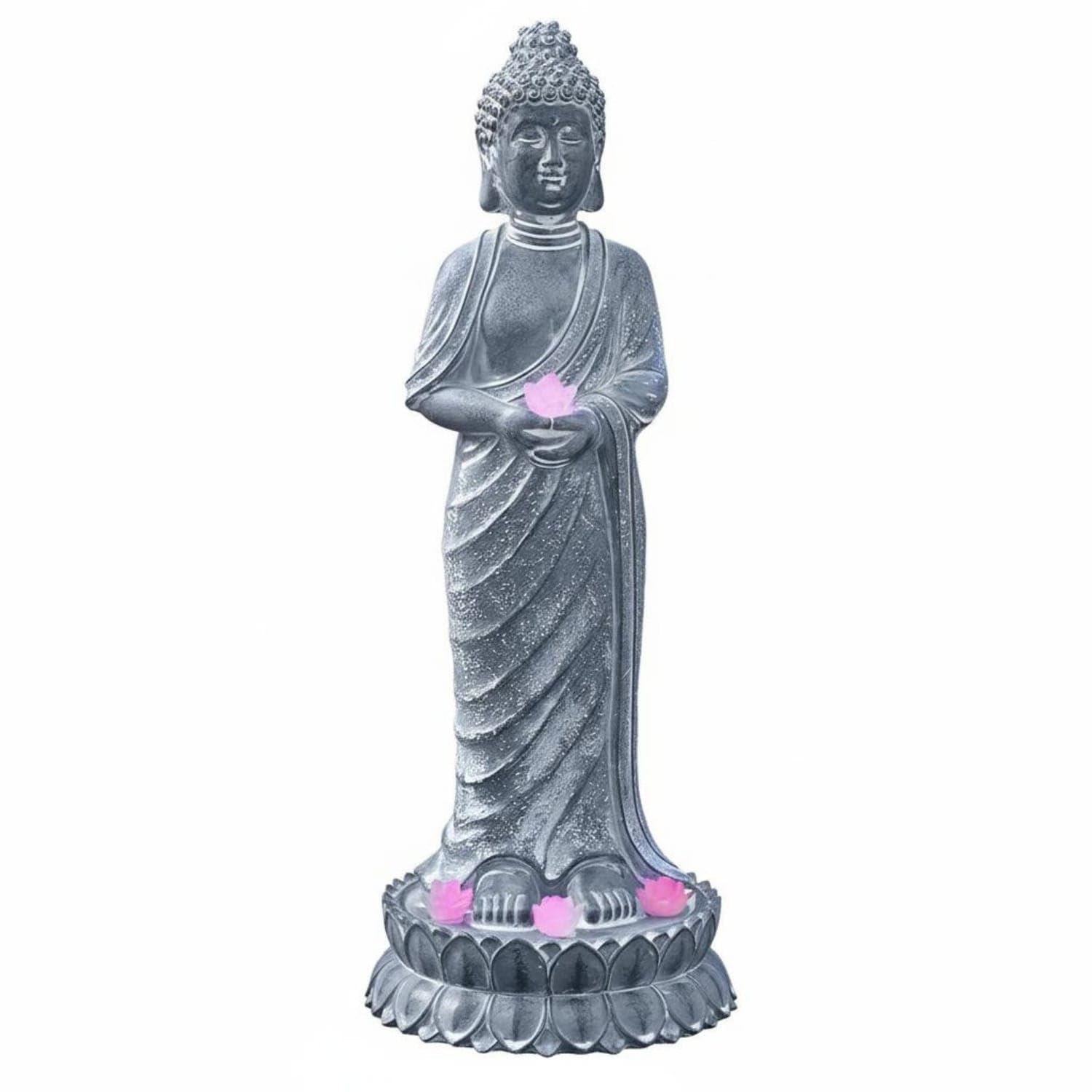 Weatherproof Solar Buddha Statue Weather-Resistant Zen Garden Lamp Automatic On/deactivated Decor Original Design for Meditation Practitioners, Yard, Patio, Balcony, Cement, Standing-image-33
