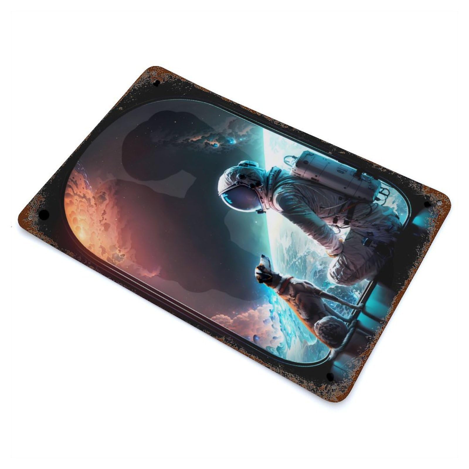 Space Station Friendship Retro Metal Sign 11.8"x7.9", Vintage Wall Decor for Garage, Pub Or Kitchen