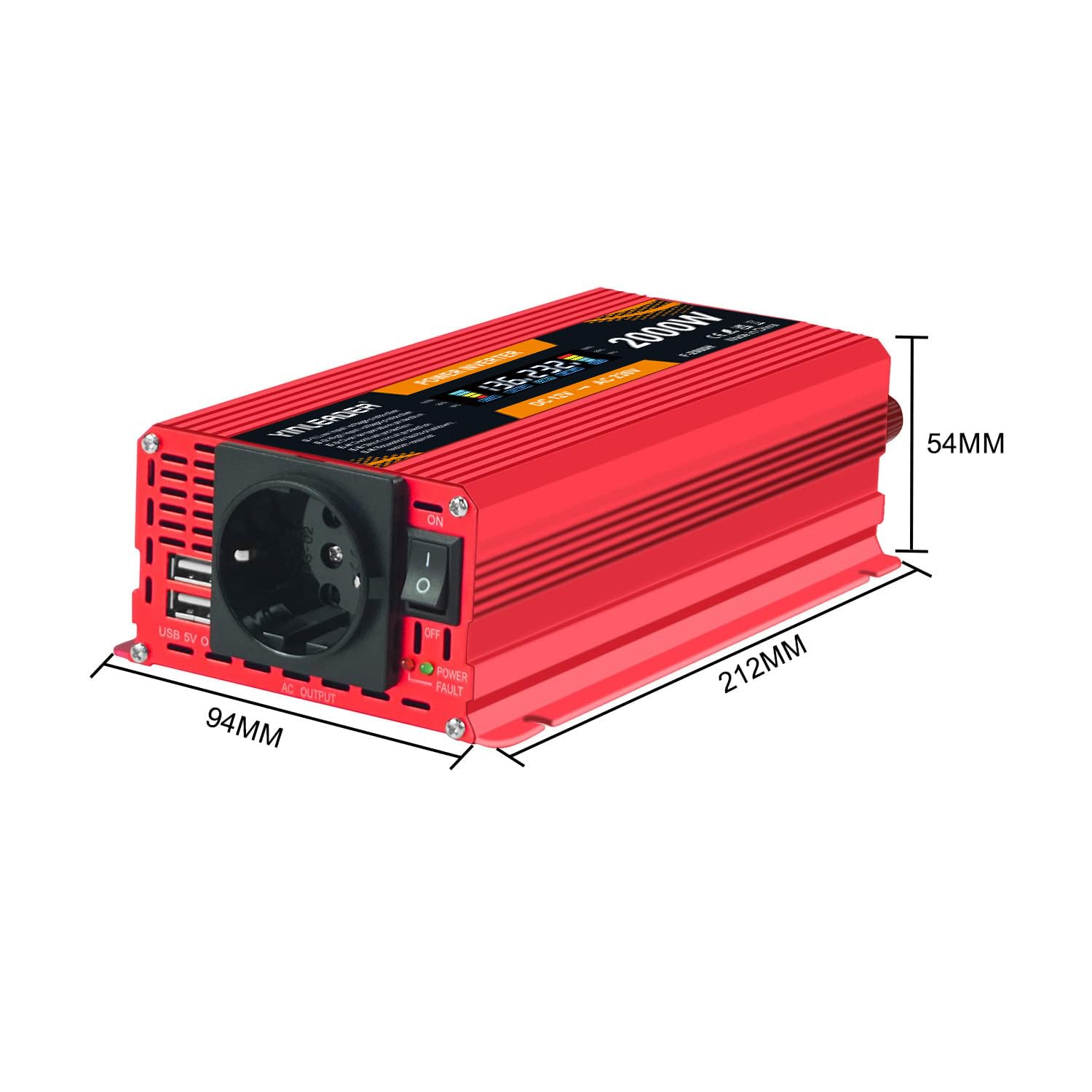 Yinleader Convertisseur 12v 220v 2000W onduleur 1000W transformateur de Tension LCD Dual USB