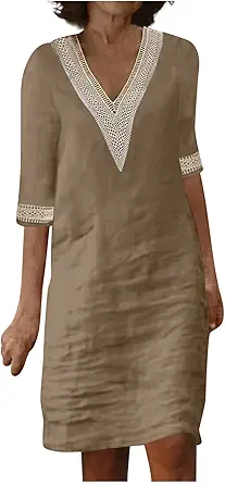 OIOLOYJM Plus Size Summer Dresses for Women 2025 Plus Size Dresses for Curvy Women 3/4 Sleeve Casual Boho Kaftan Dresses
