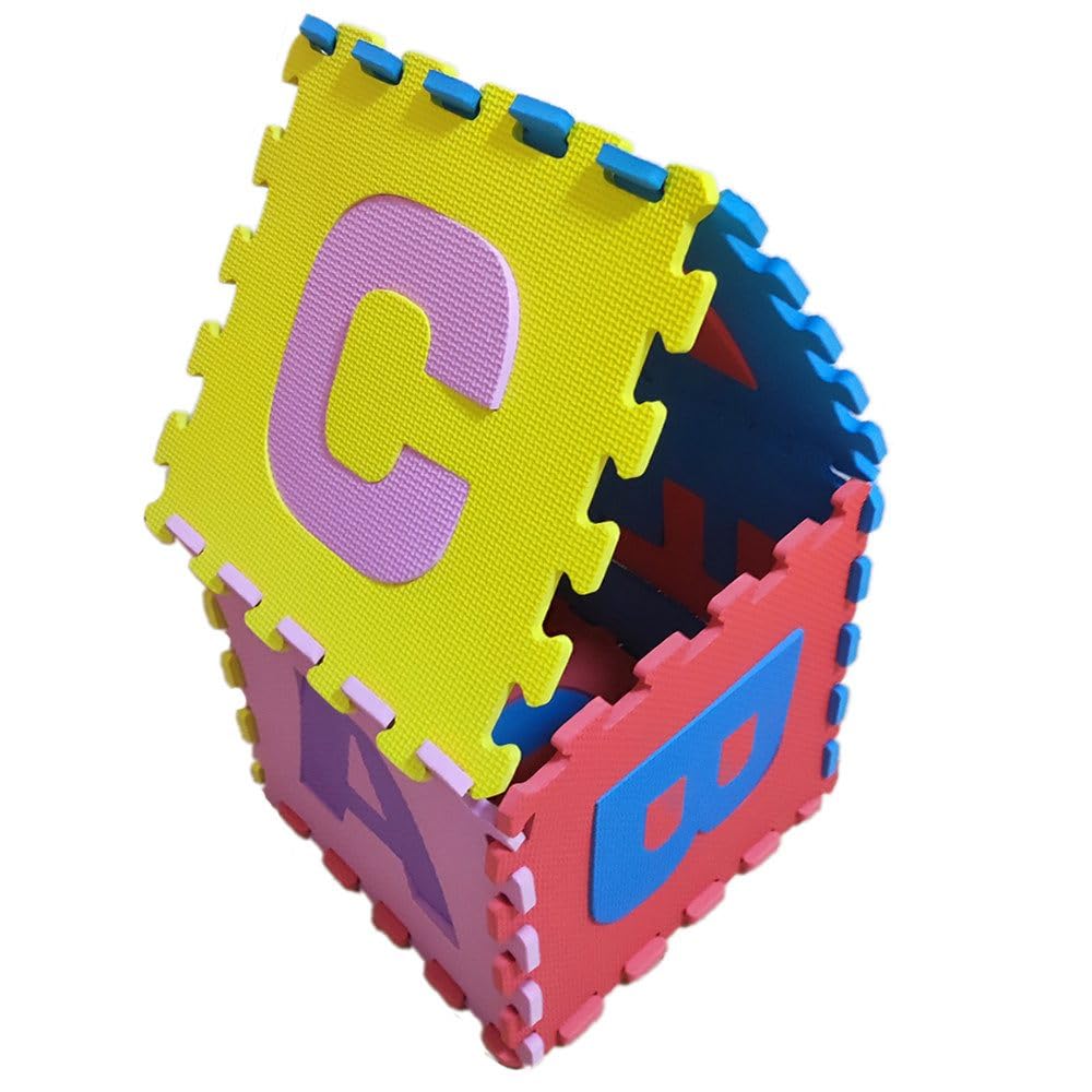 Tappetino puzzle 36 piastrine (86 pezzi) in gomma con lettere e numeri, 180 x 180 cm (3,24 m2)