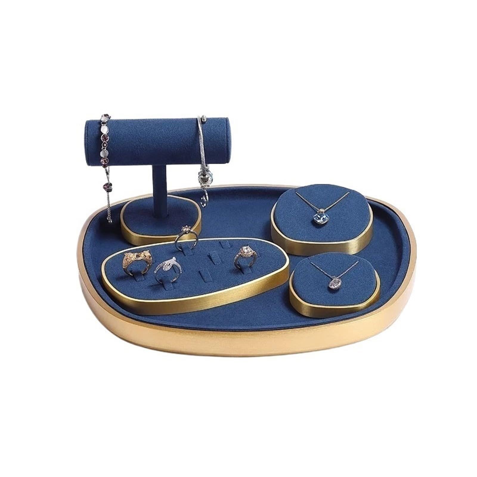 ZengL263NgS jewellery stand 5-Piece Jewelry Tray Set with Soft Microfiber Lining for Home Retail Display for Display and Storage