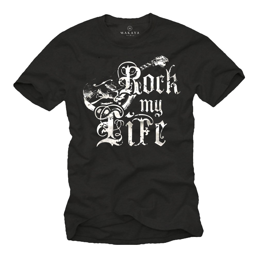 Music t-Shirt for Men Rock My Life Guitar Black Size XXXXL