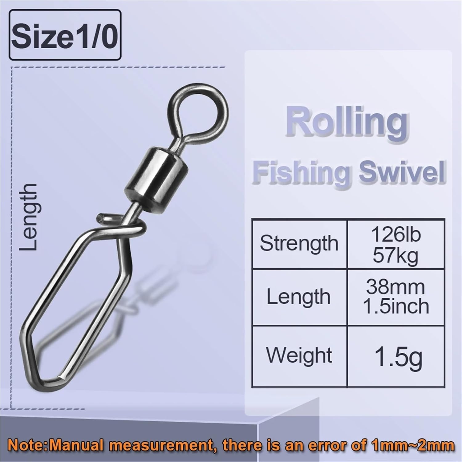 15-25Pcs Fishing Swivel Snap Rolling Swivel Stainless Steel Fishing Connector Terminal Tackle for Fishing and Hunting(Size1-0,25pcs)