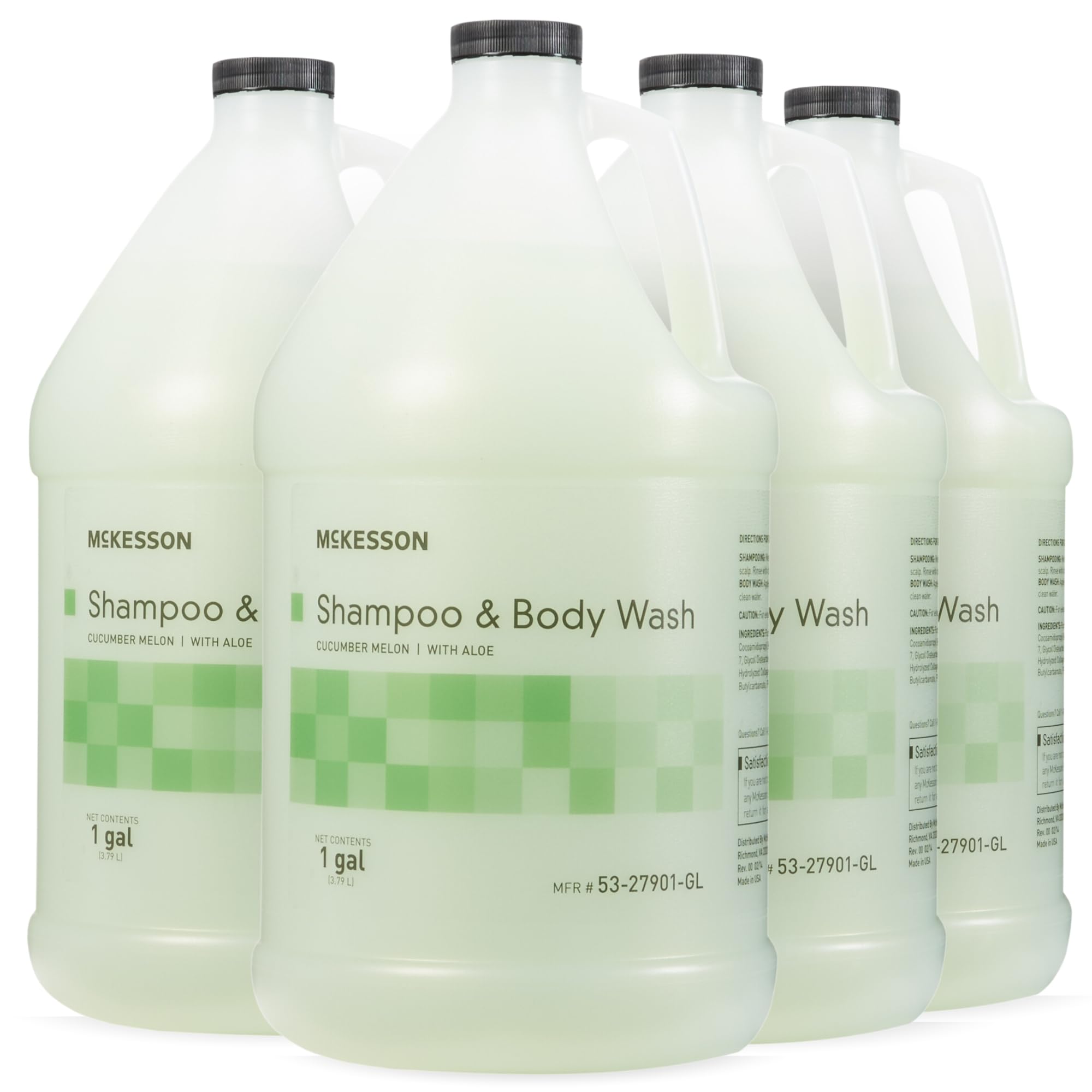 McKesson Body Wash and Shampoo 4 Count - 1 Gallon Bulk Refill Full with Aloe Cucumber Melon Scent