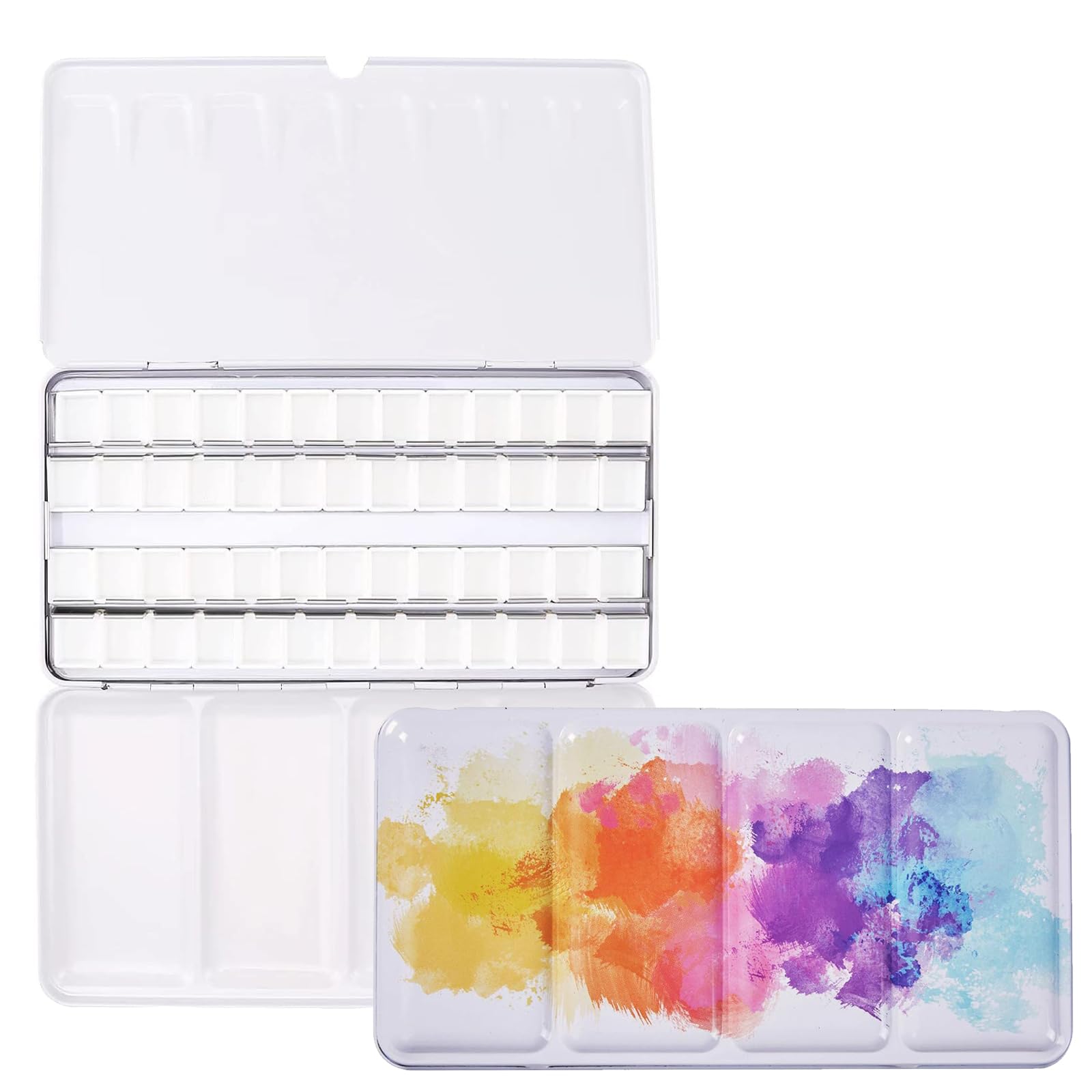 Palette Aquarelle Vide Métal étain 14 Demi-casseroles - Bleu Foncé