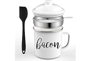 Bacon Grease Saver with Strainer for Healthy Cooking