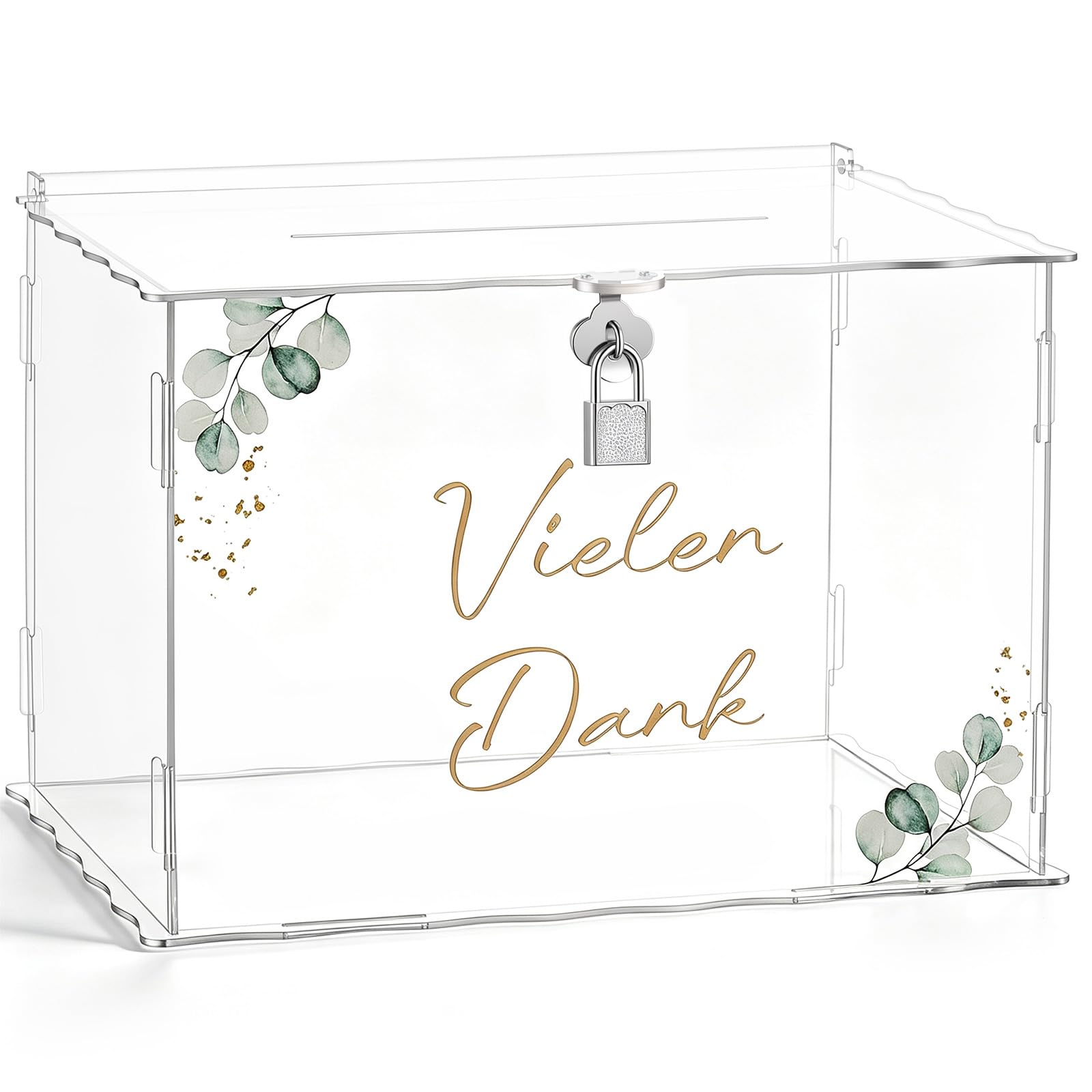 Namalu Boîte à Cartes de Mariage Urne Merci Boîte à Lettres d'Anniversaire en Acrylique Transparent avec Fente pour Serrure Décoration de Fête
