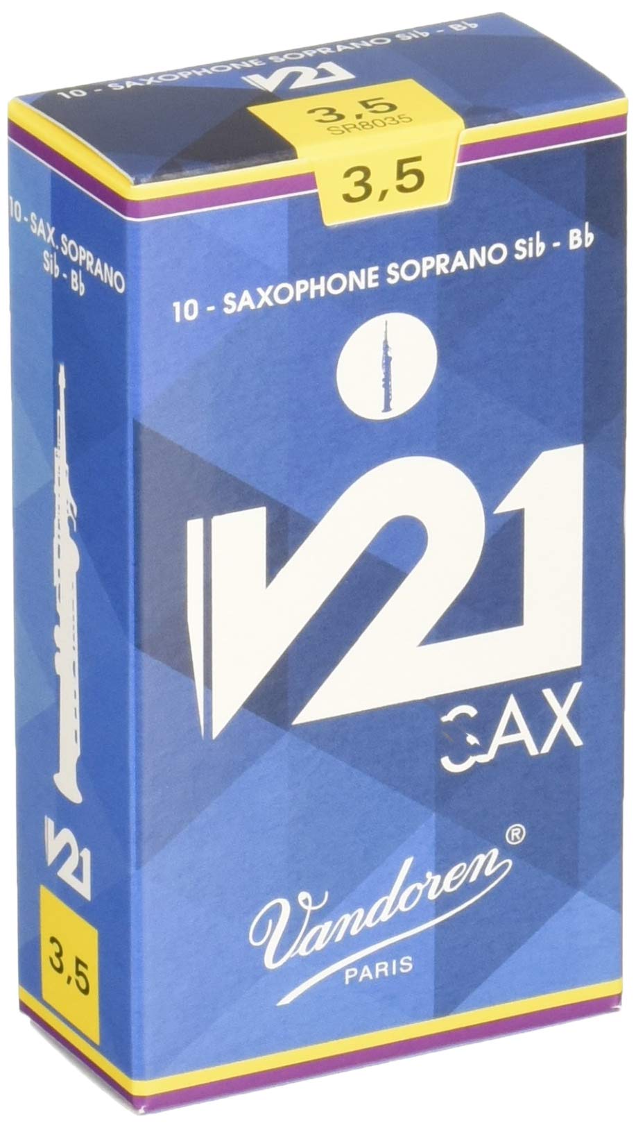 VandorenSR8035 Sop Sax V21 Reeds Strength 3.5; Box of 10