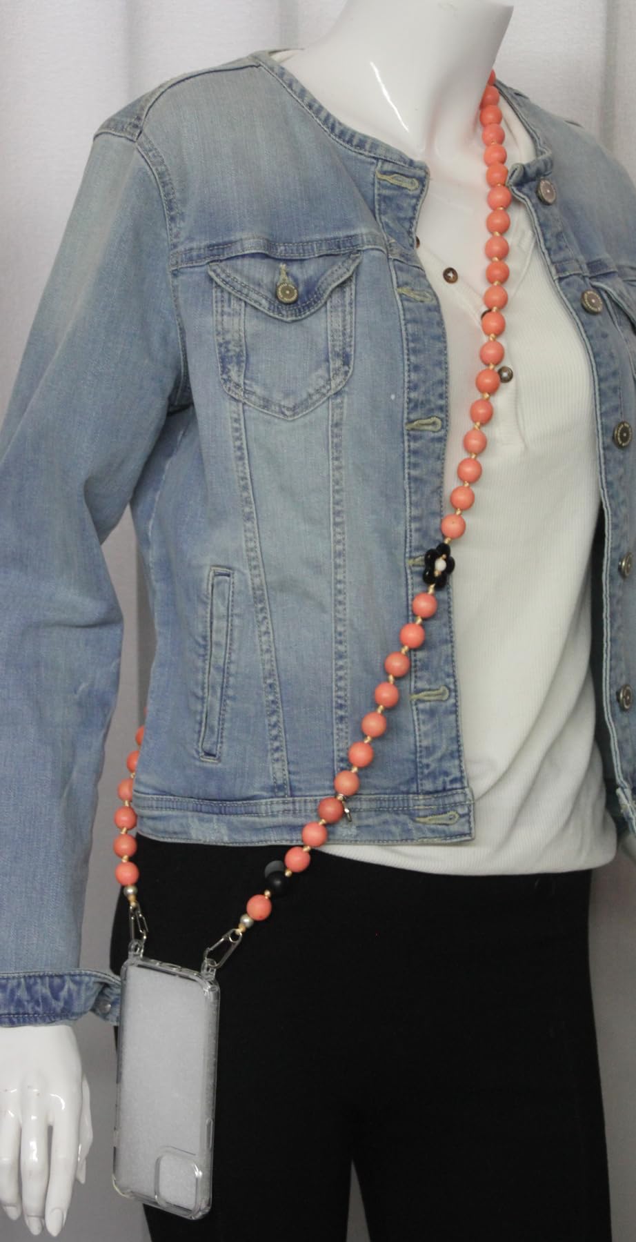 Handykette Lang Holzperlen orange I ø15 mm I Länge ca. 138 cm I H0089