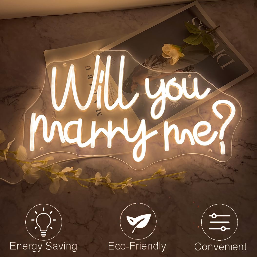 Neonschild mit Aufschrift "Will You Marry Me" für Hintergrund, Acryl-Antragsschild mit LED-Licht, Buchstaben für Heiratsantrag, Dekorationen, Hochzeit, Valentinstag, Verlobung, Party