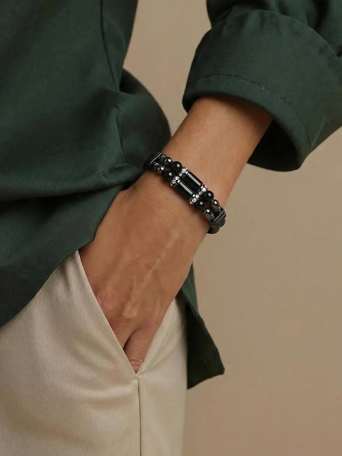 Mens Leather Turquoise/Tiger Eye/Obsidian/Lava Stone Bracelet–Braided Multi‑Layer Wristband Cuff Bangle Barcelet–Jewelry Box and Pouch Packing - Image 3