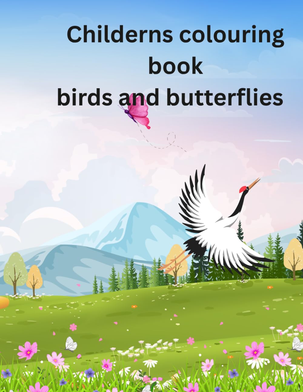 Kids birds and butterflies colouring book