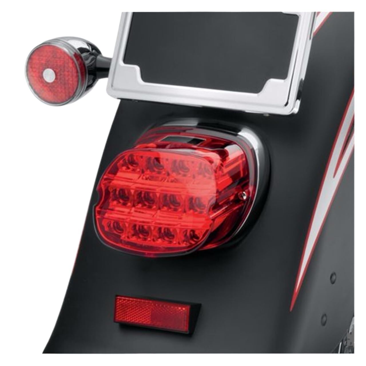 Motorrad LED-Licht Rücklicht 12v Nummernschild Hinterbremse Motorlampe für Kissen Super Wide Glide Low Rider Fat Bob(rot)