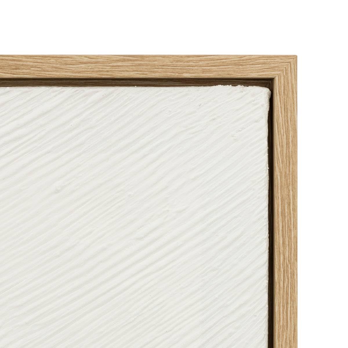 Atmosphera - Tableau Abstrait Texturé Kohana Blanc, 116 x 75 cm, Effet Relief 3D, Cadre Bois - pour Salon, Chambre, Bureau