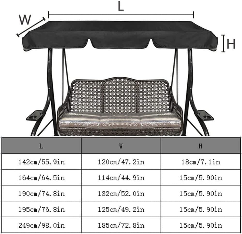 Zapasowy pokrowiec na huśtawkę do 2/3-osobowej, wodoodporny, odporny na promieniowanie UV, hamak na patio, na zewnątrz, do ogrodu, huśtawka - niebieski, 195 x 125 x 15 cm