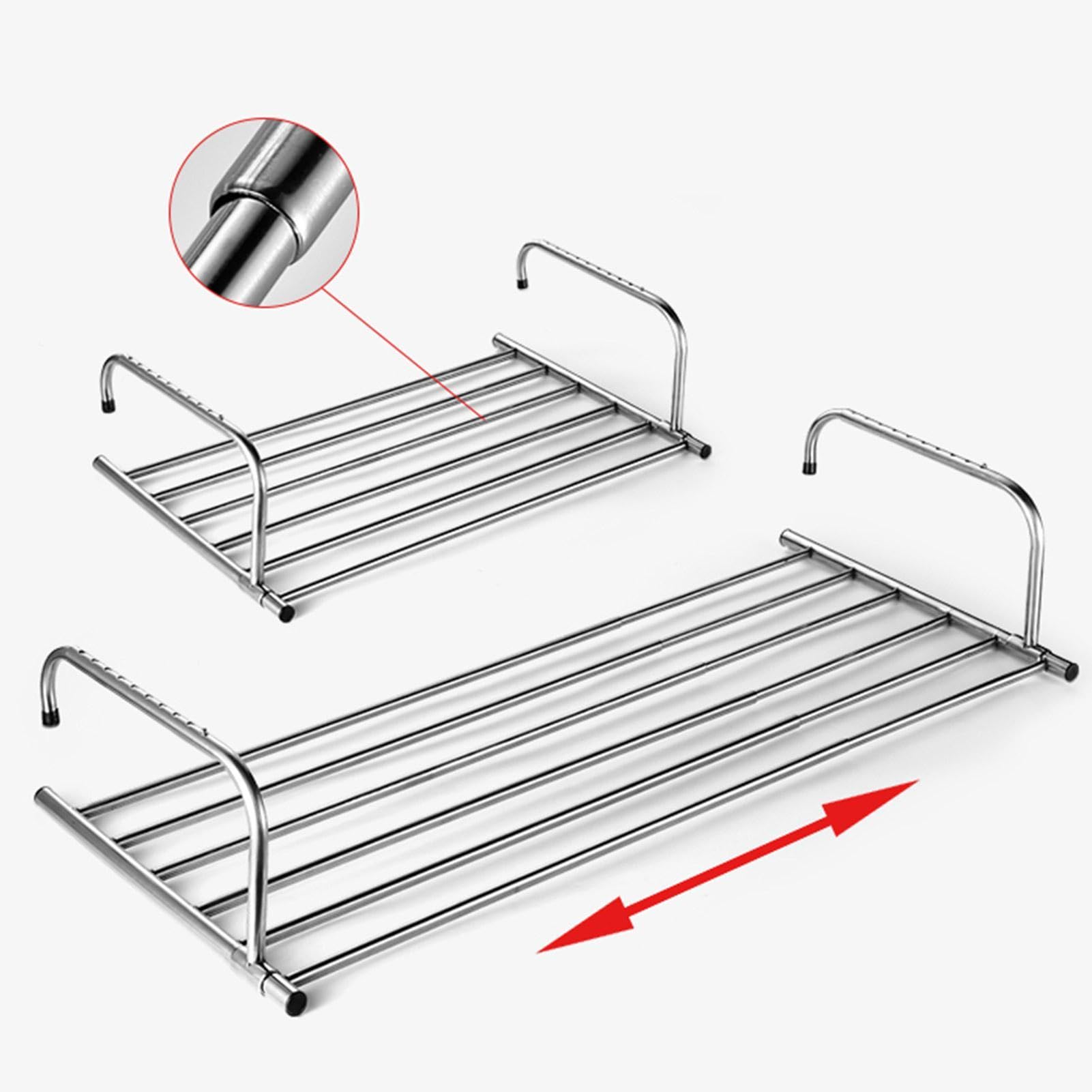 Tendedero de ropa para balcón, perchas, tendedero de ropa, radiador de bar, tendedero con longitud ajustable y diseño telescópico, estante colgante para balcón, dormitorio, terraza