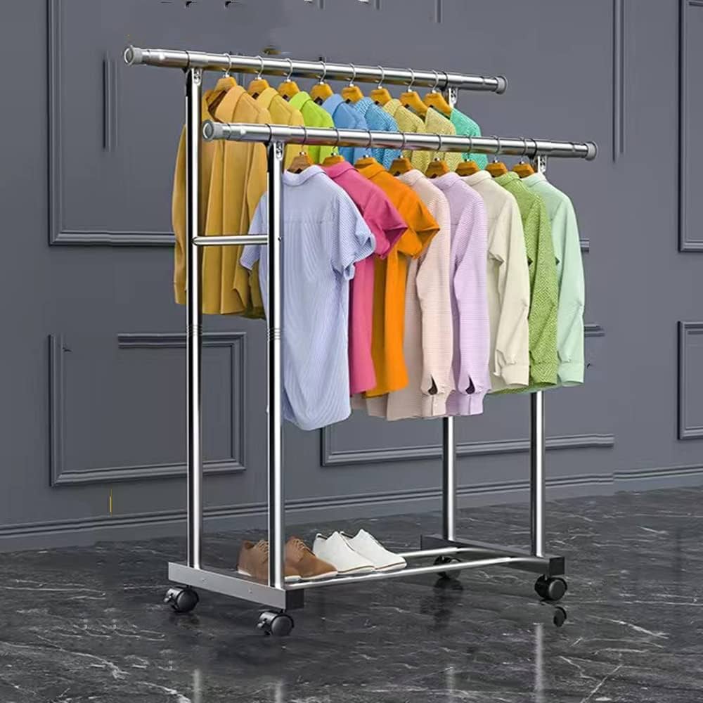 Amazon|太パイプ ダブル ハンガーラック メタルラックさびにくい