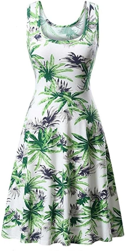Vestidos sueltos y sencillos para mujer, sin mangas, cuello redondo,  verano, playa, media línea, vestido de tanque extra-large verde :  Amazon.es: Ropa
