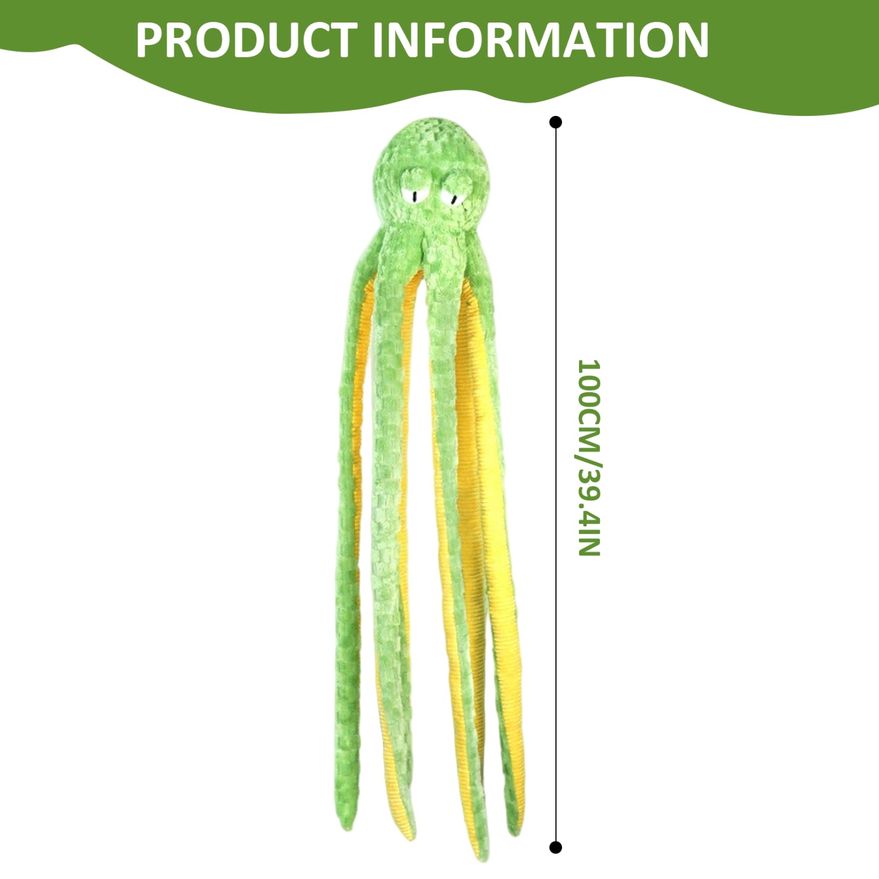 Jouet pour chien pieuvre, jouets interactifs grinçants pour chiens à mâcher agressifs, pieuvre en peluche douce et respectueuse de la peau de 40 pouces pour soulager l'ennui, réduire l'anxiété, fo