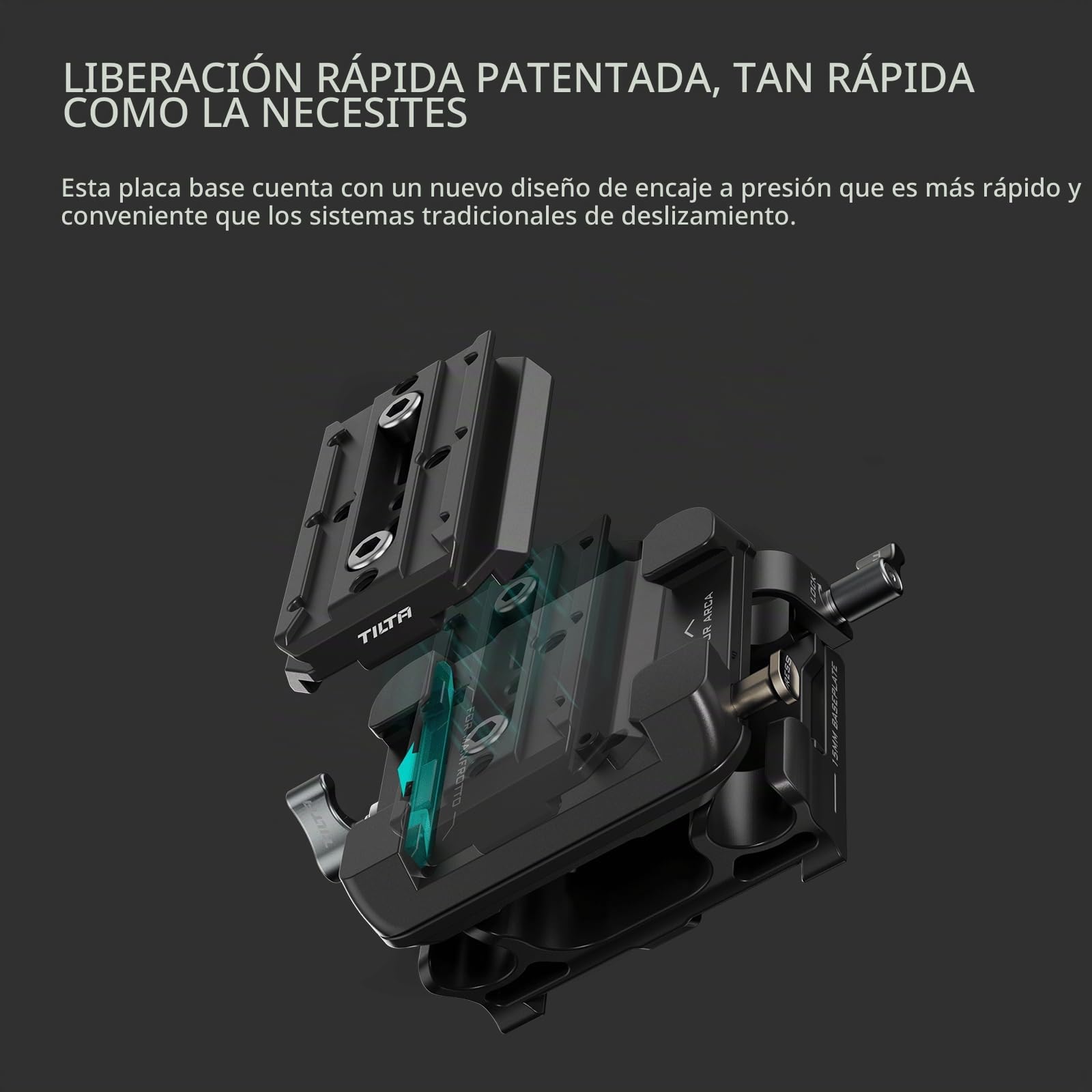 Tilta Placa base dual LWS Arca Manfrotto de 15 mm compatible con colas de milano estándar Tilta con diseño a presión, color negro TA-DBP-B