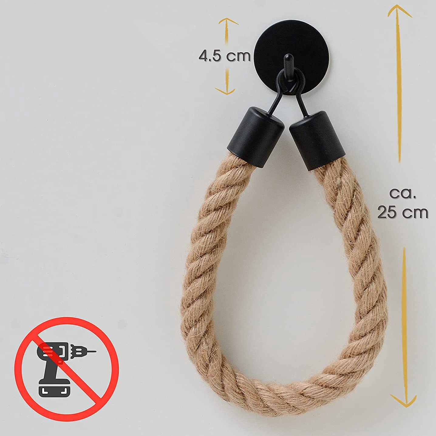 yksiahfi 1PC Black Holder Vintage Towel Hanging Rope Toilet Paper Holder Home Hotel Bathroom Decoration Supplies - Image 3