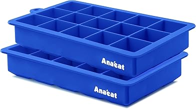Anaeat 2 Pack Ice Cube Trays, Easy-Release Silicone Ice Tray Flexible 15-Ice Cube Molds for Cocktail, Whiskey, Freezer, Baby Food, Chocolate, Dishwasher Safe & BPA Free (Blue)