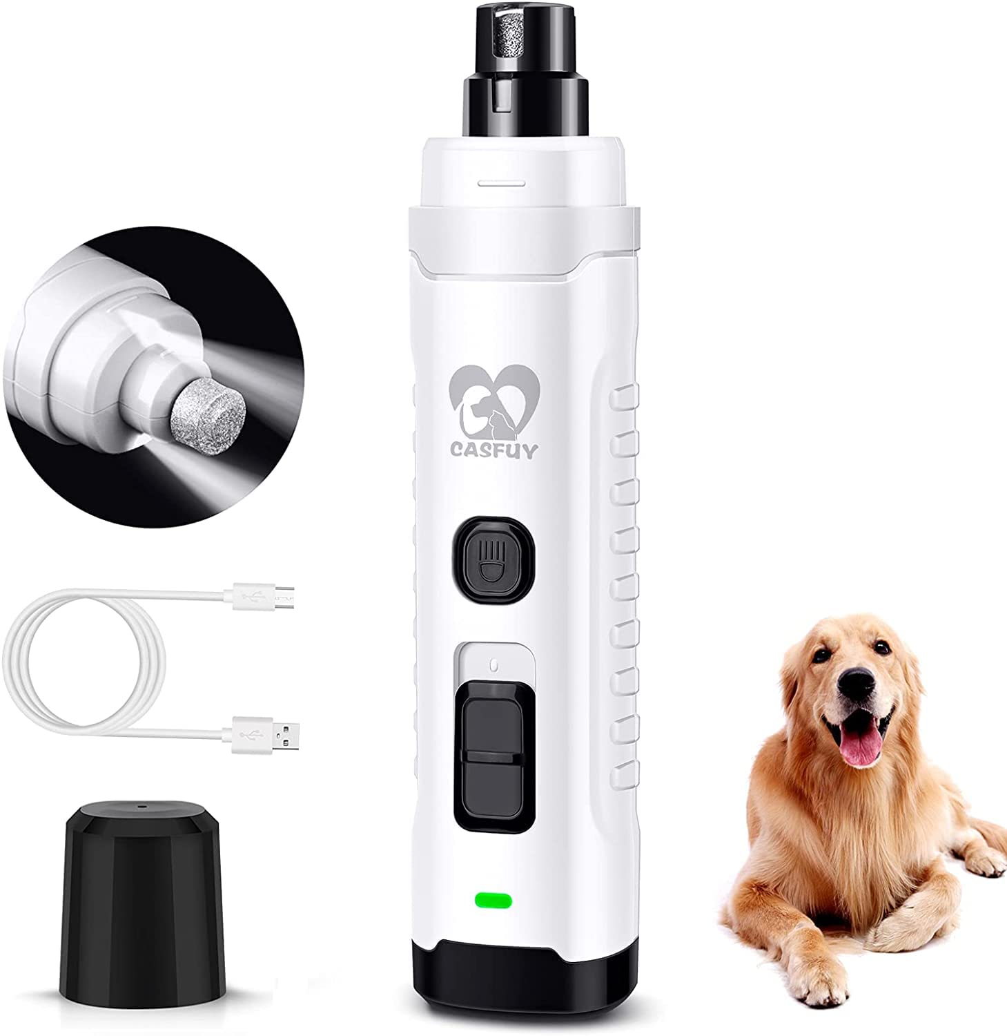 Casfuy 大型中型犬用の2つのLEDライトを備えた犬の爪切り-3倍強力な2ス…