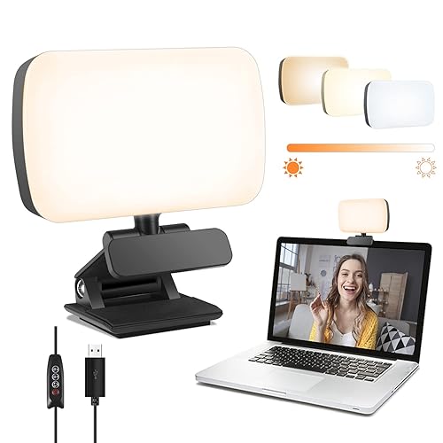 fansrocck Video Conference Lighting, Webcam Lighting for Remote Working, Zoom Lighting for Laptop/Computer, Zoom Calls, Live Streaming, Self Broadcasting, Video Light for Zoom Meeting with Sturdy Clip