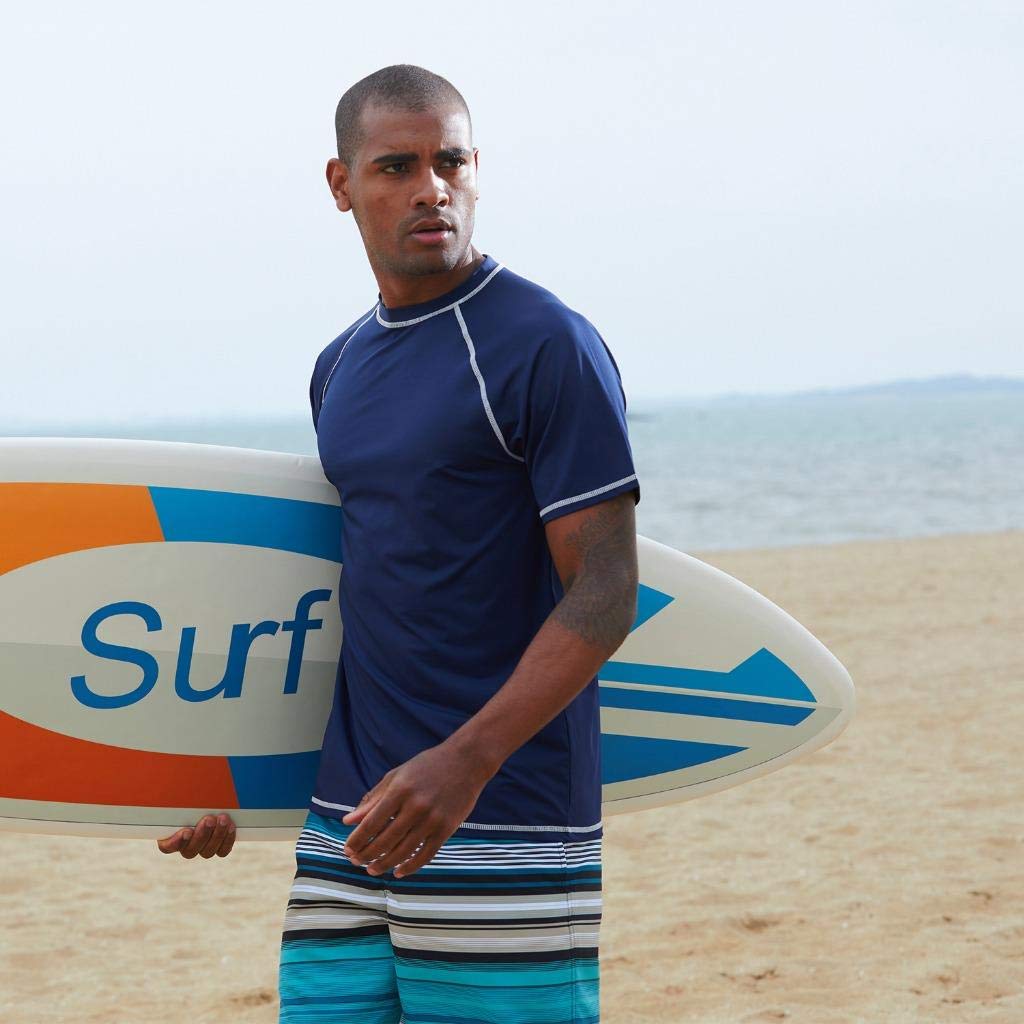 Arcweg Rashguard Mare Surf Uomo Maniche Corte Protezione Solare UV UPF 50+ Asciugatura Veloce Maglia Anti UV Pescs Stile Sciolto Elastica Maglietta Piscina - 3