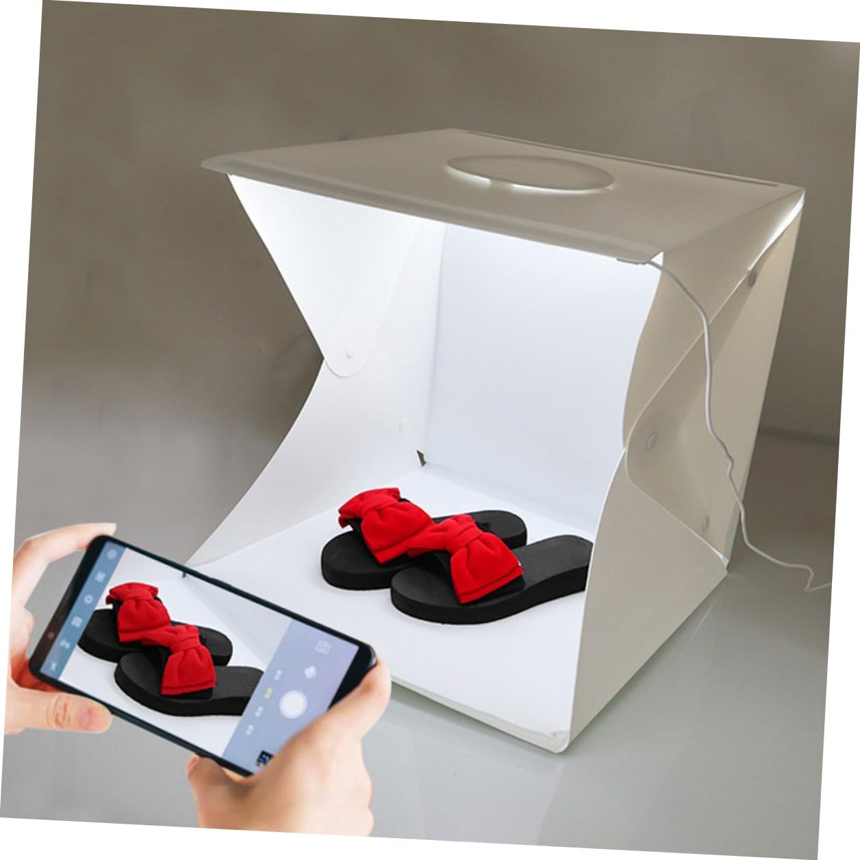 Portable Folding Light Box Photography Tent with LED Lights and Dual Backgrounds 40cm Small Photo Setup for Jewelry and Product Shooting