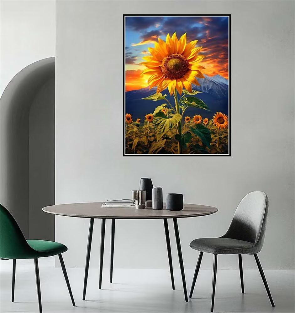 Pintar por Numeros Girasol, DIY Pintar por Numeros Adultos Montaña Nevada 60x90 cm, Cuadros para Pintar por Numeros con Pinceles y Pinturas Acrílicas para Decoración del Hogar (Sin Marco) -YH1079