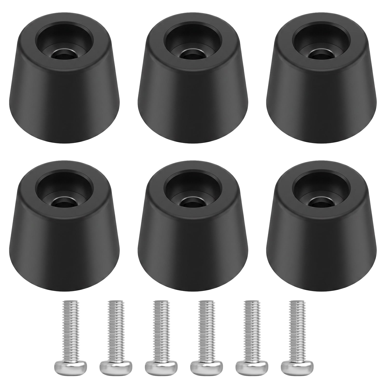 nilic 6-Piece Rubber Foot Pads, 3.6 * 2.8 * 2.5cm Rubber Door Stop with Screws Soft Rubbers Furniture Pads for Furniture & Chopping and Board Black Anti-Scratch Wall/Floor Door Stoppers